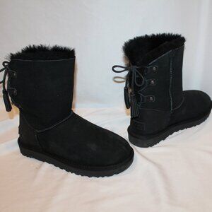 NEW UGG WOMEN'S KRISTABELLE‎ SUEDE SHEARLING CLASSIC SHORT SUEDE TIE BOOTS